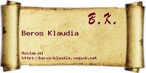 Beros Klaudia névjegykártya